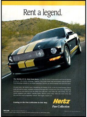 2006 Ford Shelby GT-H Mustang Hertz Rent a Car Vintage Print Ad Wall Art Photo